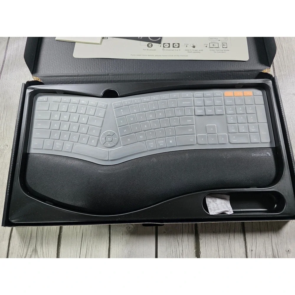 ProtoArc EK01 Plus Dual Mode Ergonomic Wireless Keyboard Backlit‎ Bluetooth 2.4G